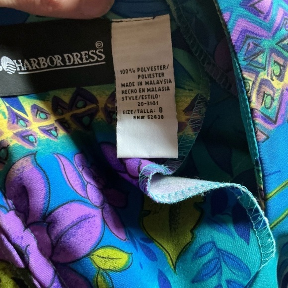 Vtg 90s colorful floral & stripes midi dress - Picture 2 of 9